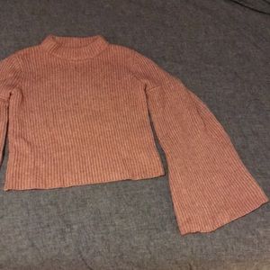 NWOT Endless Rose Pink Pleated Sleeve Sweater Size M